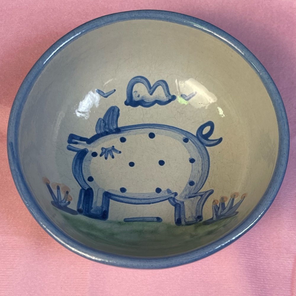 M A Hadley Hand-Painted Bowl Pig.